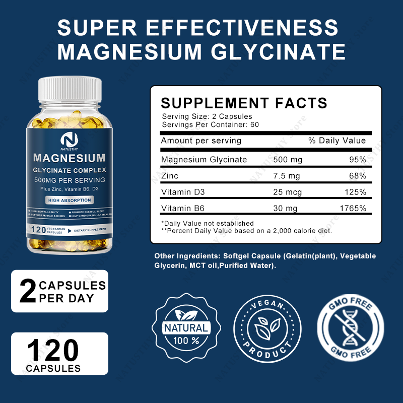 Uyku Kalitesi, Kas İyileşmesi, - Magnesium Glycinate Capsule incelemesi ve fiyatı